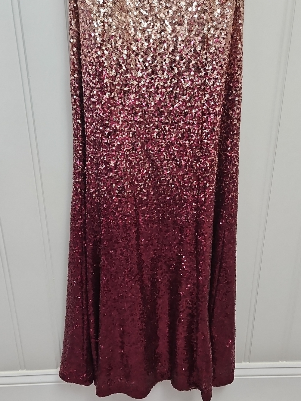Lulus Burgundy And Rose Gold Ombre Strapless Maxi Dress Sequins Size Medium - Picture 6 of 11